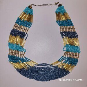 Park lane Tranquility Necklace Southwestern Seed Beads Goldtone